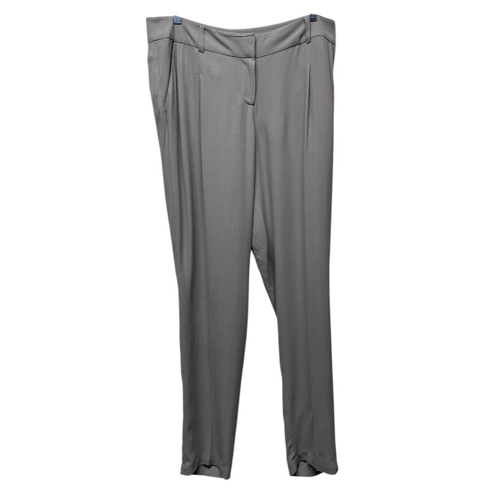 Eileen Fisher Dress Pants 100% Silk Taupe Gray Womens Sz M Straight Leg